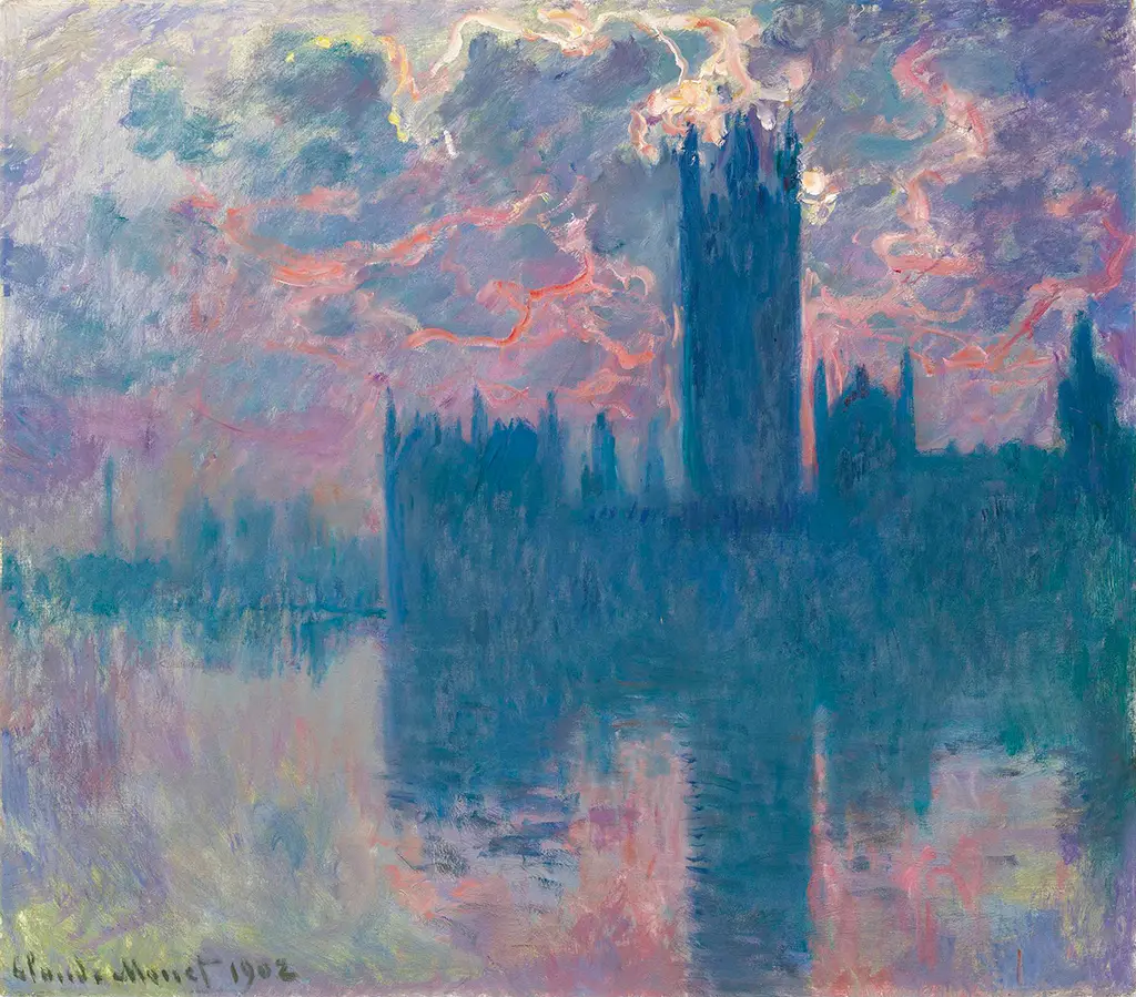 Houses of Parliament, Sunset, 1902 in Detail Claude Monet